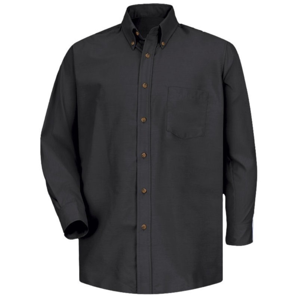 Red Kap Men's Long Sleeve Poplin Dress Shirt - Black - #SP90 - 4XL 36-37